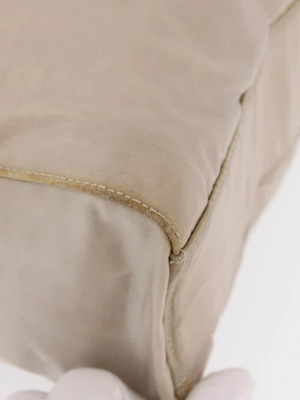 PRADA Chain Shoulder Bag Nylon Beige Gold Auth - Picture 9 of 16